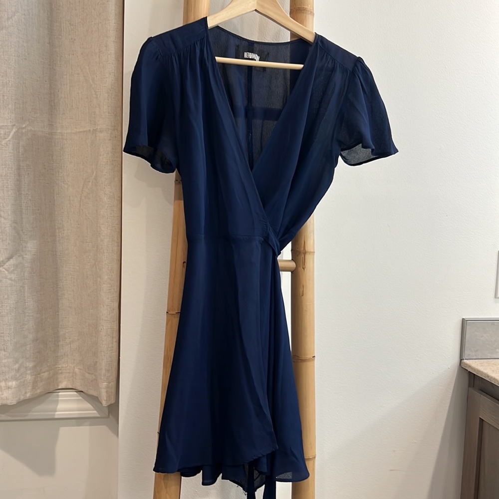 REFORMATION wrap dress 👗 navy blue - medium